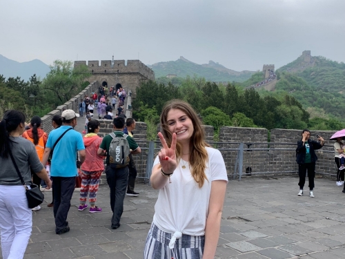 Nursing student on Great Wall of China